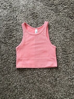 Nikibiki Coral Pink Ribbed Crop Tank